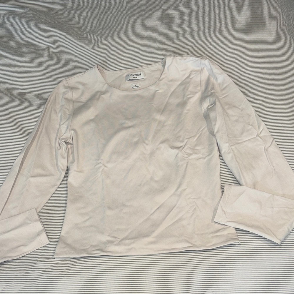 Aritzia White Contour Long Sleeve Blouse NWOT